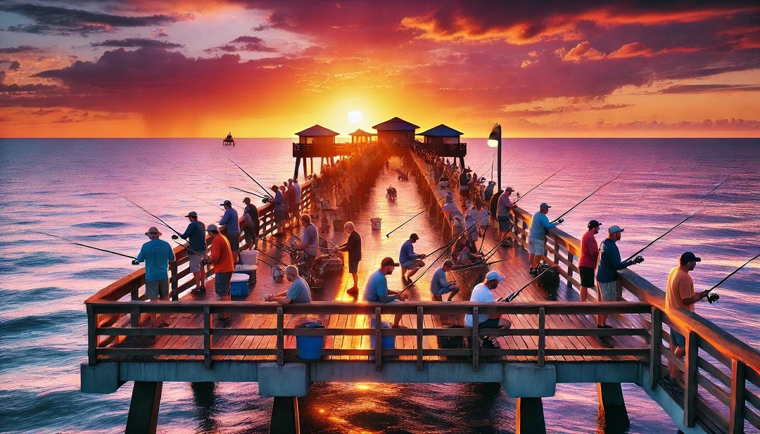 Fishing from Naples Pier, a renowned fishing location in Florida offering opportunities for snook, redfish, and pompano.